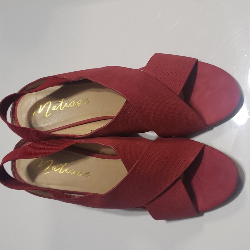 Matisse Red Suede Leather Wedge Heels - Picture 3 of 6
